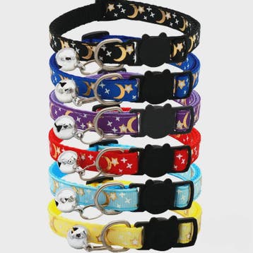 Verstelbare Kattenhalsband met Bel en Sterren/Maan Print - V, Verzenden, Nieuw