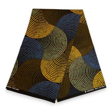 Afrikaanse print stof – Groen, blauw en geel Concentric Circ, Ophalen of Verzenden, Nieuw