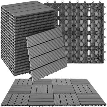 Set tuintegels Tegulas, WPC in houtlook - grijs, Set van 22, Tuin en Terras, Verzenden, Nieuw