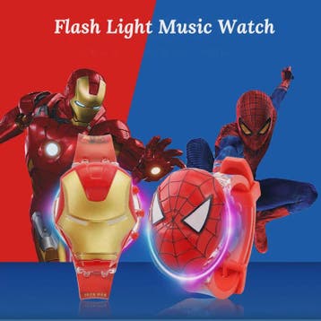 Kinderhorloge met Licht & Geluid: Spider-Man, Iron Man & Cap, Verzenden, Nieuw