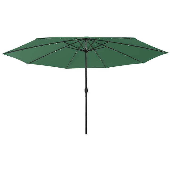 vidaXL Parasol met LED-verlichting 400 cm groen, Tuin en Terras, Parasols, Nieuw, Meer dan 4 meter, Verzenden