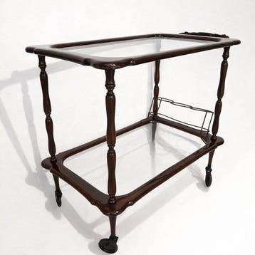 Serveerwagen - Hout, Glas, Metaal - Barwagen