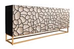 Massief houten dressoir VULCANO 180cm wit zwart mangohout, Ophalen of Verzenden, Nieuw