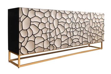 Massief houten dressoir VULCANO 180cm wit zwart mangohout, Ophalen of Verzenden, Nieuw