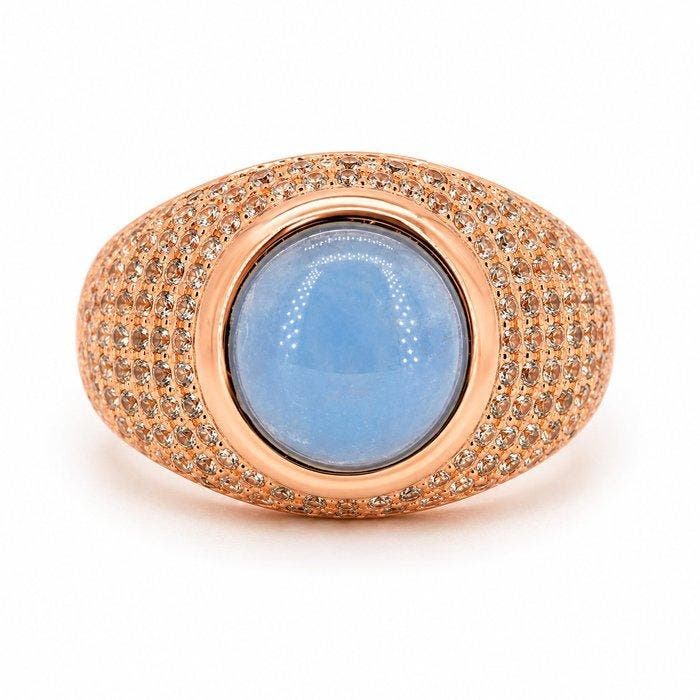 Zonder minimumprijs - Ring Verguld Aquamarijn - Diamant -, Sieraden, Tassen en Uiterlijk, Ringen