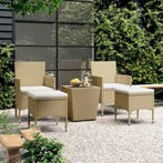 vidaXL 5-delige Bistroset poly rattan en gehard glas beige, Tuin en Terras, Verzenden, Nieuw, Rotan