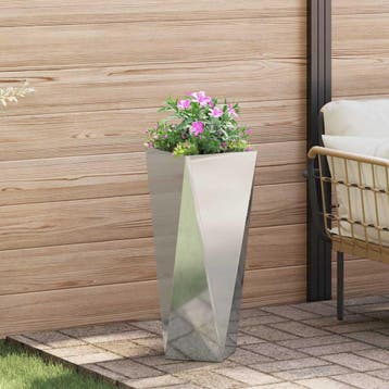 vidaXL Plantenbak Zilver 30 x 30 x 75 cm Gegalvaniseerd, Verzenden, Minder dan 60 cm, Nieuw, Metaal