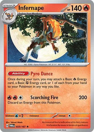 Infernape 033/167 reverse holo Twilight Masquerade, Ophalen of Verzenden, Nieuw, Losse kaart, Foil