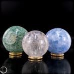 Aventurijn, blauwe calciet & optische calciet – Kugel-Trio, Verzamelen