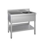 GGM Gastro | RVS spoeltafel ECO - 1200x700mm - met onderblad, Verzenden, Nieuw in verpakking, RVS Meubilair