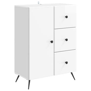 vidaXL Dressoir Hoogglans Wit 66 x 34,5 x 90 cm Bewerkt hout, Verzenden, Nieuw, Overige houtsoorten, Minder dan 50 cm