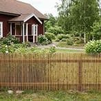 vidaXL Tuinhek Geë carboniseerd 300 x 80 cm Riet, Tuin en Terras, Verzenden, Nieuw