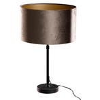Tafellamp zwart met velours kap bruin 35cm - Parte, Huis en Inrichting, Lampen | Tafellampen, Verzenden, Nieuw, Classic-antique