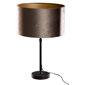 Tafellamp zwart met velours kap bruin 35cm - Parte, Verzenden, Nieuw
