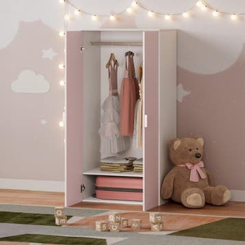 Kinderkast Sandnes 2-deurs 123x60x40 cm wit en roze [en.casa, Verzenden, Nieuw