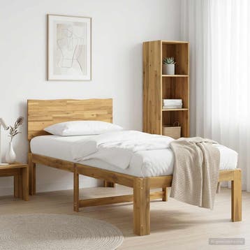 vidaXL Eenpersoonsbed met hoofdbord ROSTOCK Wit 90 x 200 cm, Huis en Inrichting, Eenpersoons, Verzenden, Wit, Nieuw