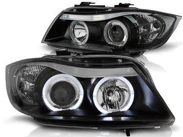 Koplampen BMW 3 serie E90 E91 Angel Eyes zwart, Ophalen of Verzenden, Nieuw