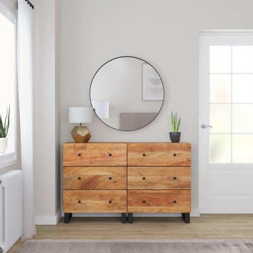 vidaXL Dressoirs 2 st 60x33x75 cm massief acaciahout, Verzenden, Nieuw, Overige houtsoorten, Minder dan 50 cm