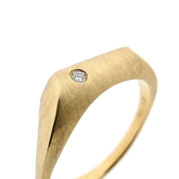 Gouden ring met diamant; 0,02 ct., Gebruikt, Ophalen of Verzenden, 17 tot 18, Dame of Heer
