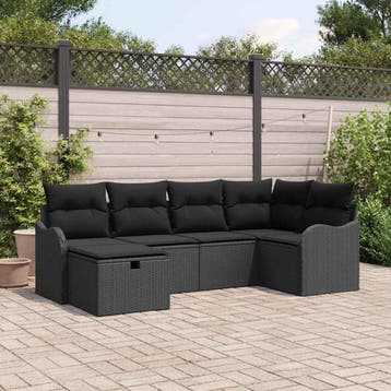 vidaXL Tuin Sofa Set 6 st Poly riet, Verzenden, Nieuw, Rotan, 6 zitplaatsen