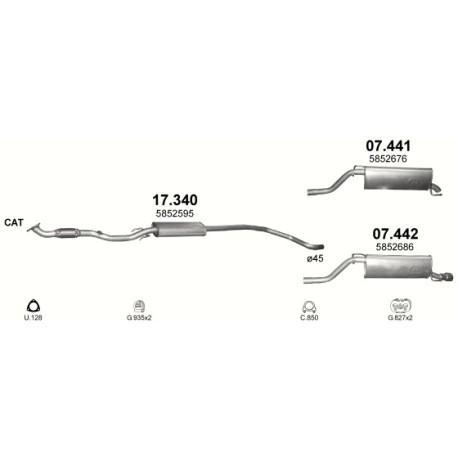 Middendemper OPEL [17.340], Auto-onderdelen, Uitlaatsystemen, Nieuw, Opel