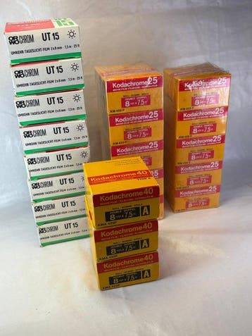 Kodak, ORWO 21 stuks 8 mm film ( double ) nieuw overjarig