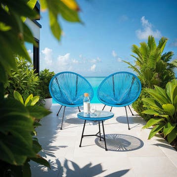 Set van 2 stoelen Santana met tafel - blauw, Tuin en Terras, Tuinsets en Loungesets, Verzenden, Nieuw