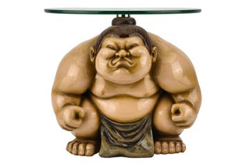 Bijzettafel SUMO 30 cm rond glas beige - 48014, Ophalen of Verzenden, Nieuw