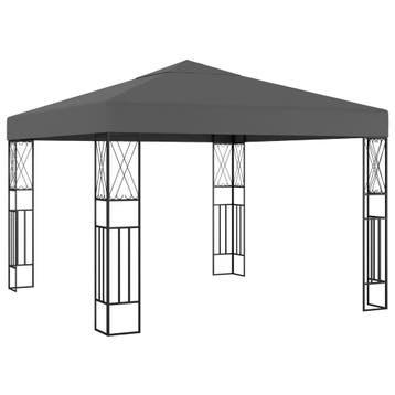 vidaXL Prieel 3x3 m stof antraciet, Tuin en Terras, Verzenden, Nieuw
