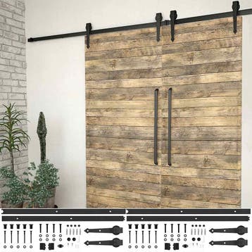 vidaXL Hardwaresets voor schuifdeuren 2 st 200 cm staal, Doe-het-zelf en Verbouw, Verzenden, Nieuw