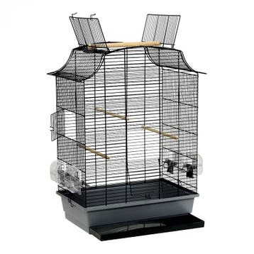 Vogelkooi Inter-Zoo Greta Cabrio Grijs/Zwart – Parkietenk., Dieren en Toebehoren, Verzenden, Nieuw, Overige materialen, Vogelkooi