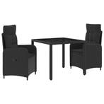 vidaXL Buiten eettafelset 3 pcs Zwart 90 x 90 x 75 cm poly, Verzenden, Nieuw