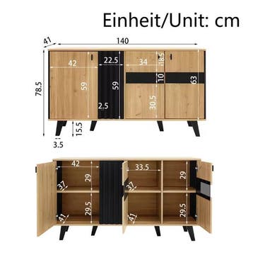 Modern Houten Dressoir met LED en Glaspanelen – Opbergkast, Huis en Inrichting, Kasten | Overige, Verzenden, Nieuw