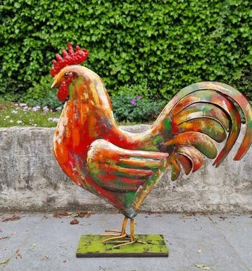 Beeldje - Beeldje - XL colorful Rooster - Metaal, IJzer -