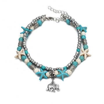 Armband/enkelbandje met olifant 21-26cm Turquoise howlite..., Ophalen of Verzenden, Nieuw, Overige typen