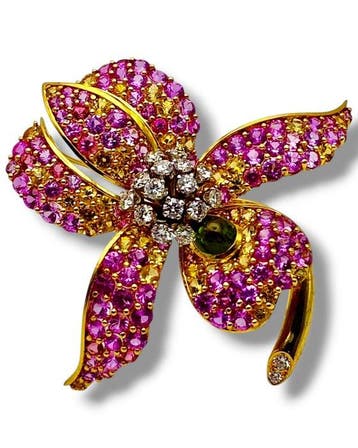 Broche - 18 karaat Geel goud, Jean Vitau Prachtige 18k