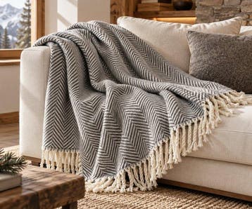 Exclusieve plaid zigzag grijs - 200x150 cm - Dekens, deken -