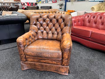 Chesterfield Top Deal !! Vintage Leren Chesterfield Fauteuil, Huis en Inrichting, Fauteuils, Ophalen, Gebruikt, Leer, Chesterfield