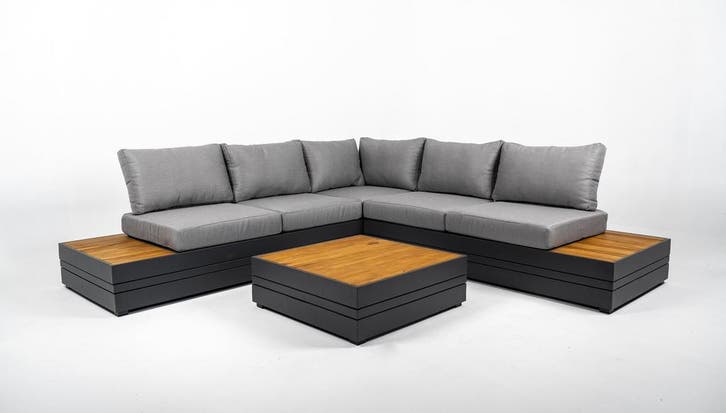 Hoek Loungeset Formentera Aluminium Teak Smoked Grey Datho, Tuin en Terras, Tuinsets en Loungesets, Verzenden