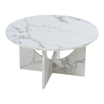 Salontafel Rindal rond marmerlook wit 80x41,5 cm [en.casa], Huis en Inrichting, Tafels | Salontafels, Verzenden, Nieuw
