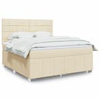 vidaXL Boxspring met matras stof crèmekleurig 180x200 cm, Eenpersoons, Verzenden, Nieuw, 80 cm