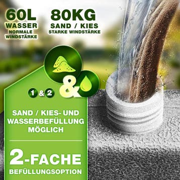Parasolvoet - Parasoltegels - Vulbaar - Voor kruisvoet - Gri, Verzenden, Zo goed als nieuw