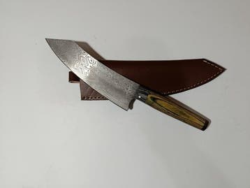 Hypnotice Waves - Keukenmes - Chefs knife - Leren schede