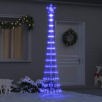 vidaXL LED Kerstboom Blauw 250 cm Metaal, Diversen, Kerst, Verzenden, Nieuw