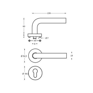 Intersteel Deurkruk Lisa/Hoek 90° neutraal op rozet met, Verzenden, Nieuw