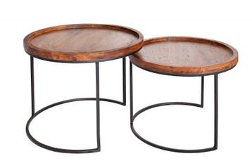 Set van 2 bijzettafels ELEMENTS 55cm massief acaciahout, Ophalen of Verzenden, Nieuw