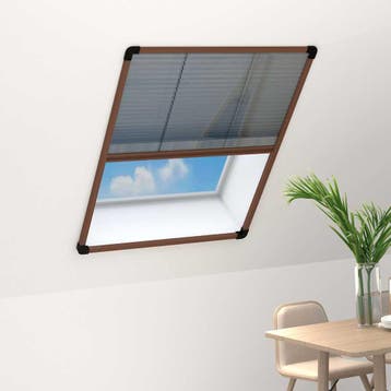 vidaXL Raamhor plissé 80x100 cm aluminium bruin, Verzenden, Nieuw, Bruin