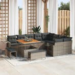 vidaXL Tuinbankenset 12 pcs Grijs poly rattan, Verzenden, Nieuw, Rotan, 2 zitplaatsen