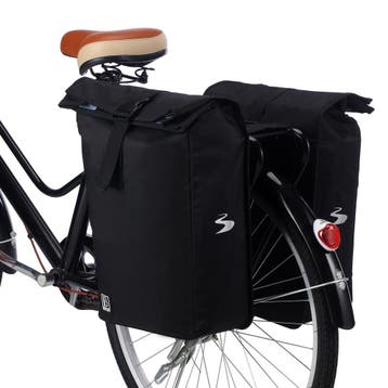 Brisby Dubbele Fietstas Rolltop 39-48 Liter Waterdicht - ZW, Verzenden, Nieuw