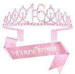 Its my 16 Birthday set met diadeem en sjerp deLuxe, Verzenden, Nieuw, Versiering, Verjaardag